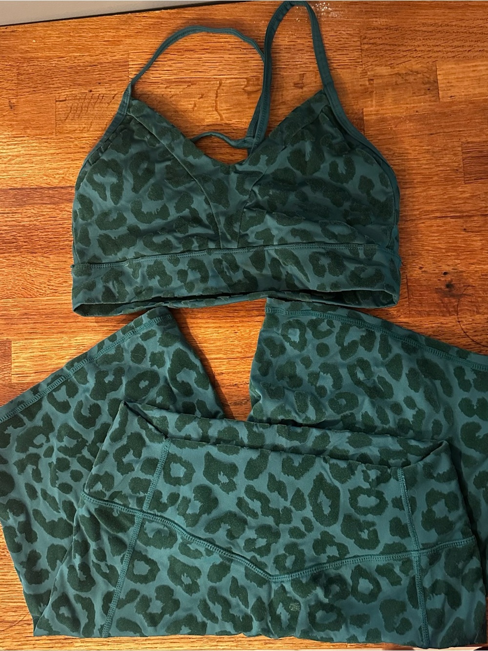 Balance Athletica Green 💚 Leopard-Print Sports Bra and Shorts